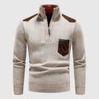 Aurelio Men's Premium Merino Wool Half-Zip Sweater | Luxury Soft Half Zip Jumper for Men | Timeless Elegant Smart Casual Winter Knitwear