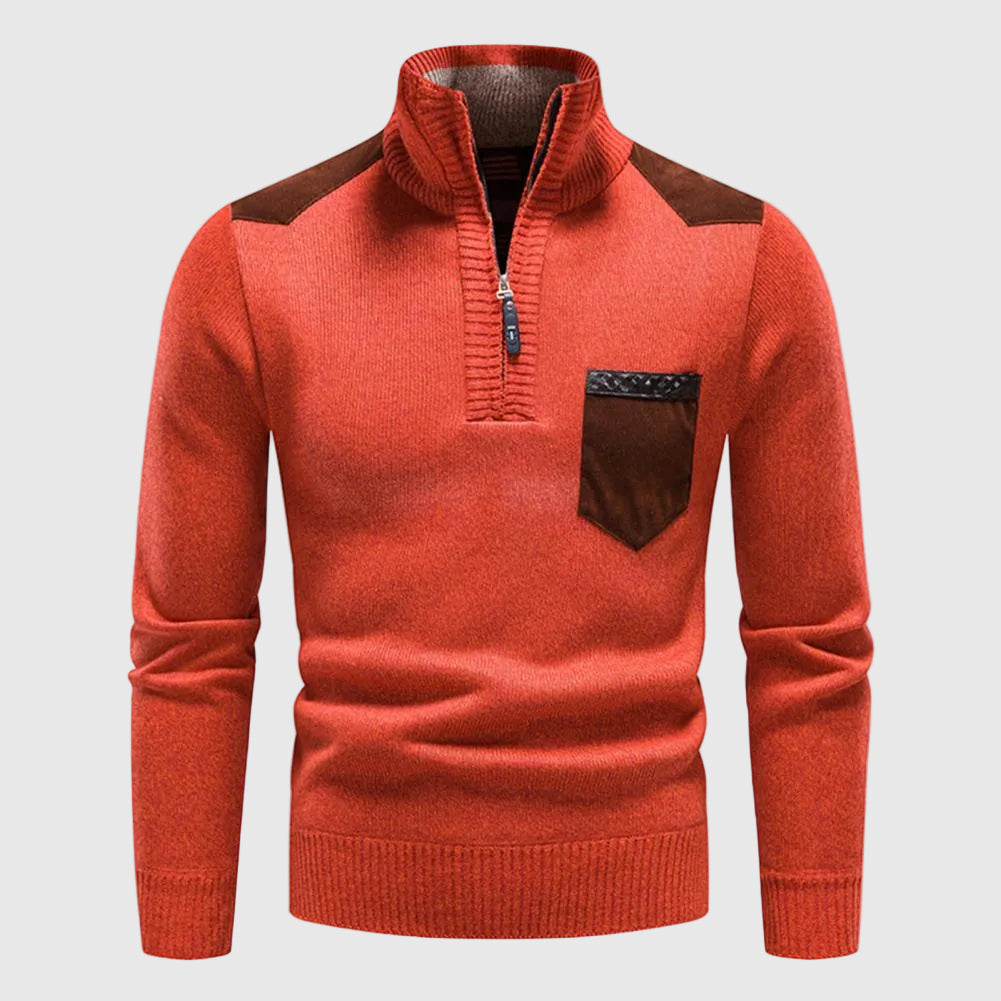 Aurelio Men's Premium Merino Wool Half-Zip Sweater | Luxury Soft Half Zip Jumper for Men | Timeless Elegant Smart Casual Winter Knitwear