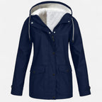 Women’s Hooded Ski Coat in Plush Velvet Windproof