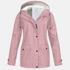 Women’s Hooded Ski Coat in Plush Velvet Windproof