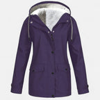 Women’s Hooded Ski Coat in Plush Velvet Windproof