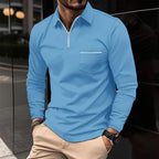 Romeo Men's Long Sleeve Cotton Jersey Polo Shirt | Classic Soft Knit Polo for Men | Smart Casual Everyday & Weekend Wear