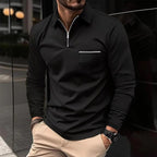 Romeo Men's Long Sleeve Cotton Jersey Polo Shirt | Classic Soft Knit Polo for Men | Smart Casual Everyday & Weekend Wear