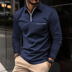 Romeo Men's Long Sleeve Cotton Jersey Polo Shirt | Classic Soft Knit Polo for Men | Smart Casual Everyday & Weekend Wear