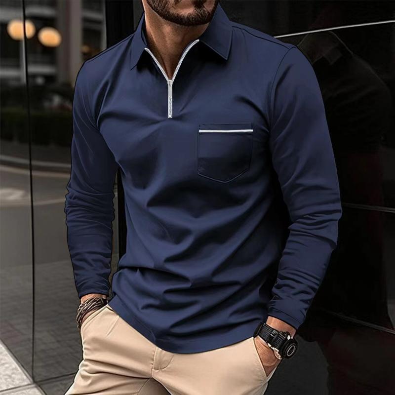 Romeo Men's Long Sleeve Cotton Jersey Polo Shirt | Classic Soft Knit Polo for Men | Smart Casual Everyday & Weekend Wear