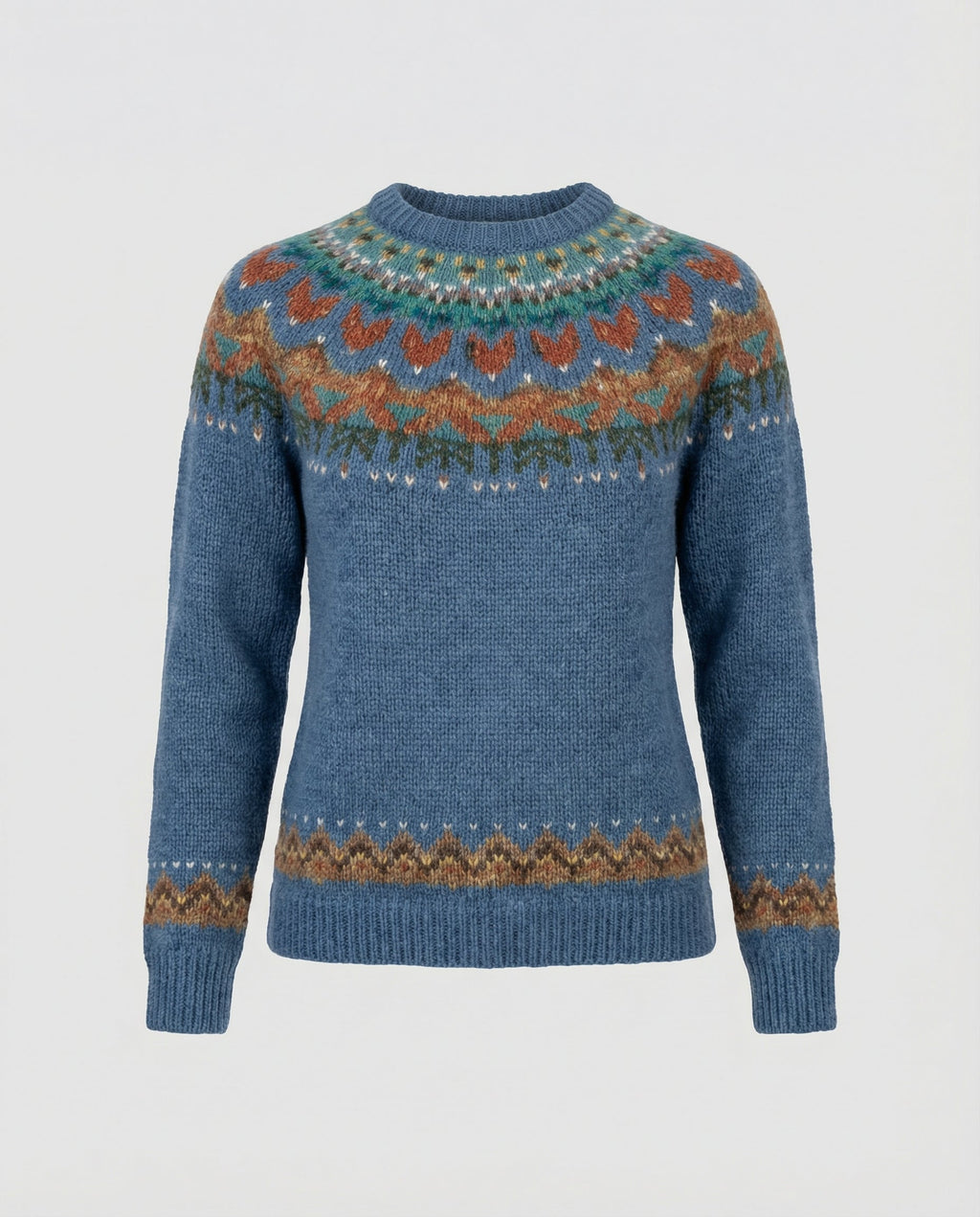 Reykja Women's Vintage Icelandic Knit Wool Blend Sweater | Premium Comfort Fair Isle Crew Neck Jumper for Women | Chic Heritage Pattern