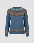 Reykja Women's Vintage Icelandic Knit Wool Blend Sweater | Premium Comfort Fair Isle Crew Neck Jumper for Women | Chic Heritage Pattern