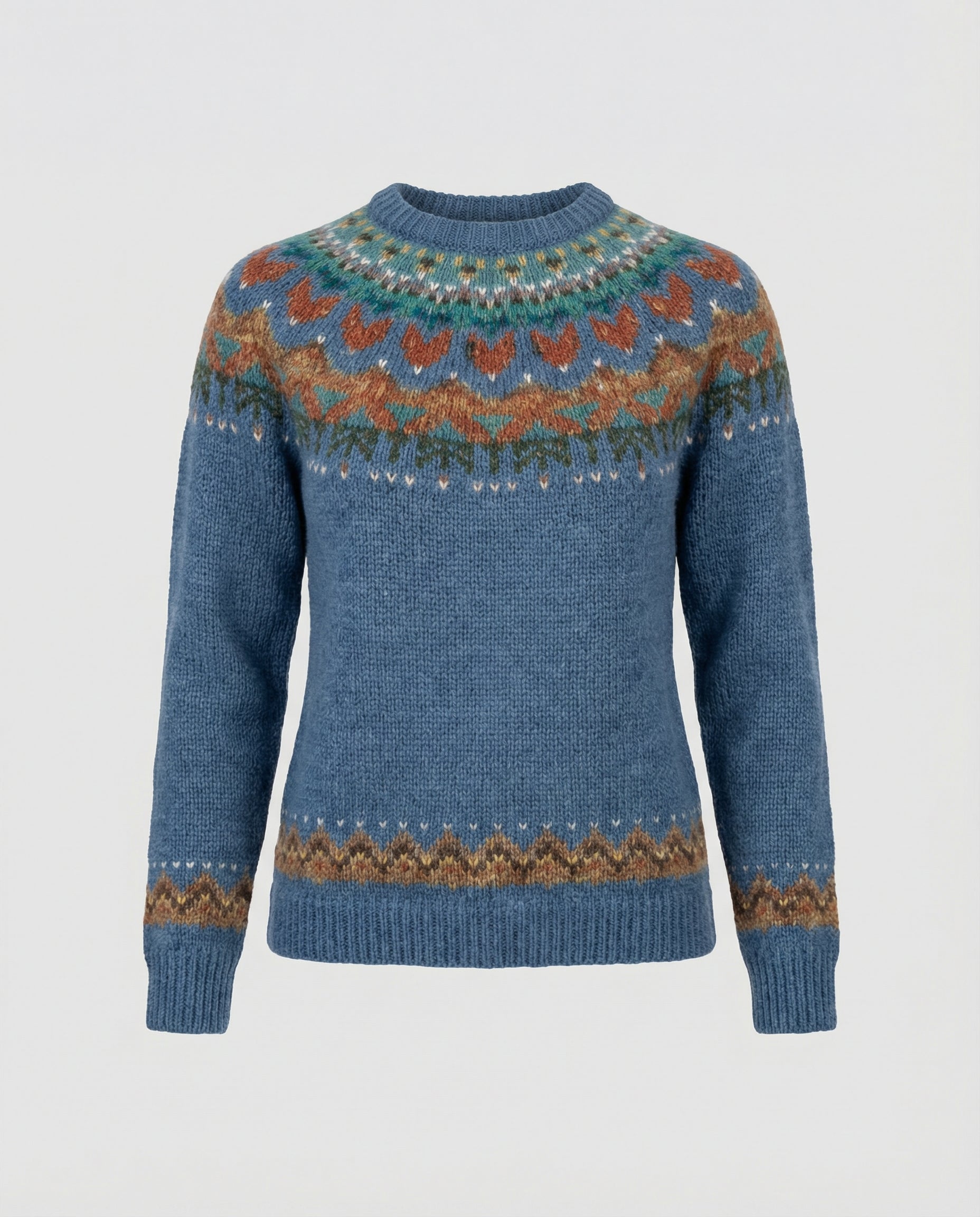 Reykja Women's Vintage Icelandic Knit Wool Blend Sweater | Premium Comfort Fair Isle Crew Neck Jumper for Women | Chic Heritage Pattern