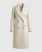 larisse Women's Double-Breasted Wool Cashmere Blend Coat | Tailored Mid-Length Winter Coat for Women | Chic Smart Casual
