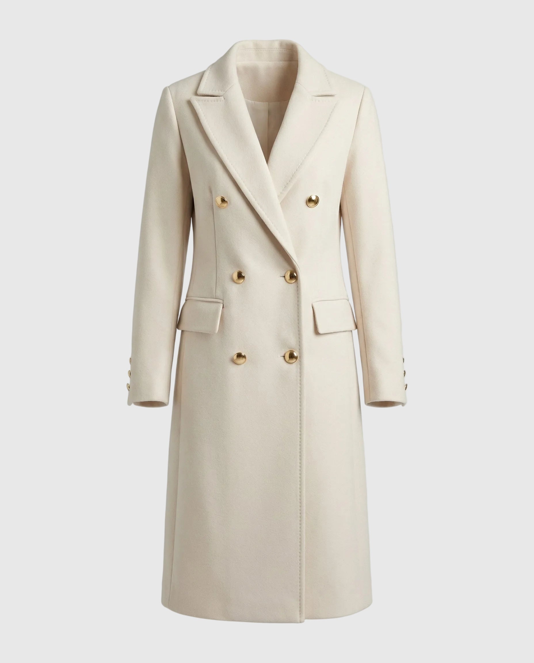 larisse Women's Double-Breasted Wool Cashmere Blend Coat | Tailored Mid-Length Winter Coat for Women | Chic Smart Casual