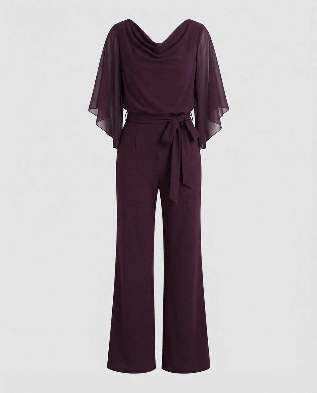 Cascade Women's Satin Wide-Leg Jumpsuit | Cascading Neckline & Lace-Up Waist One-Piece