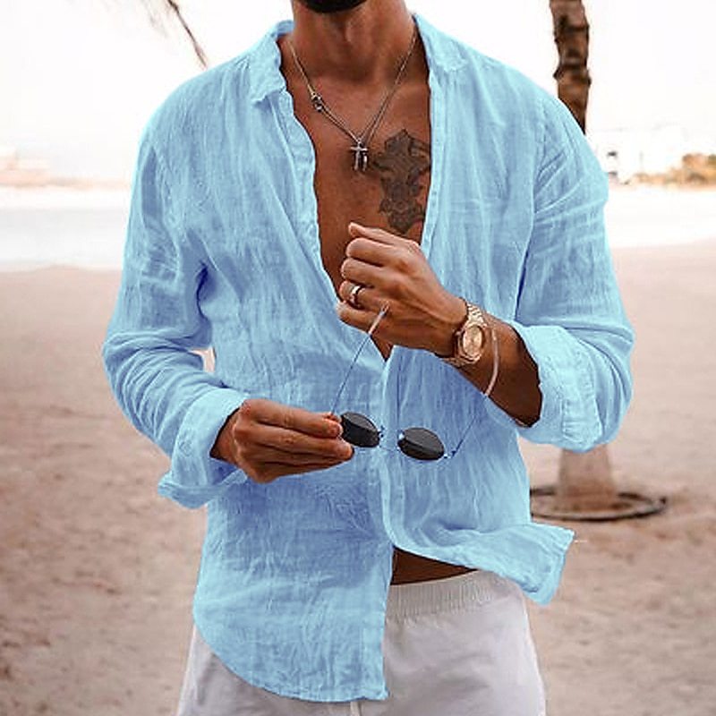 Francesco Men's Summer Cotton Shirt | Lightweight Breathable Button-Down Shirt for Men | Casual Holiday & Everyday Summer Wear