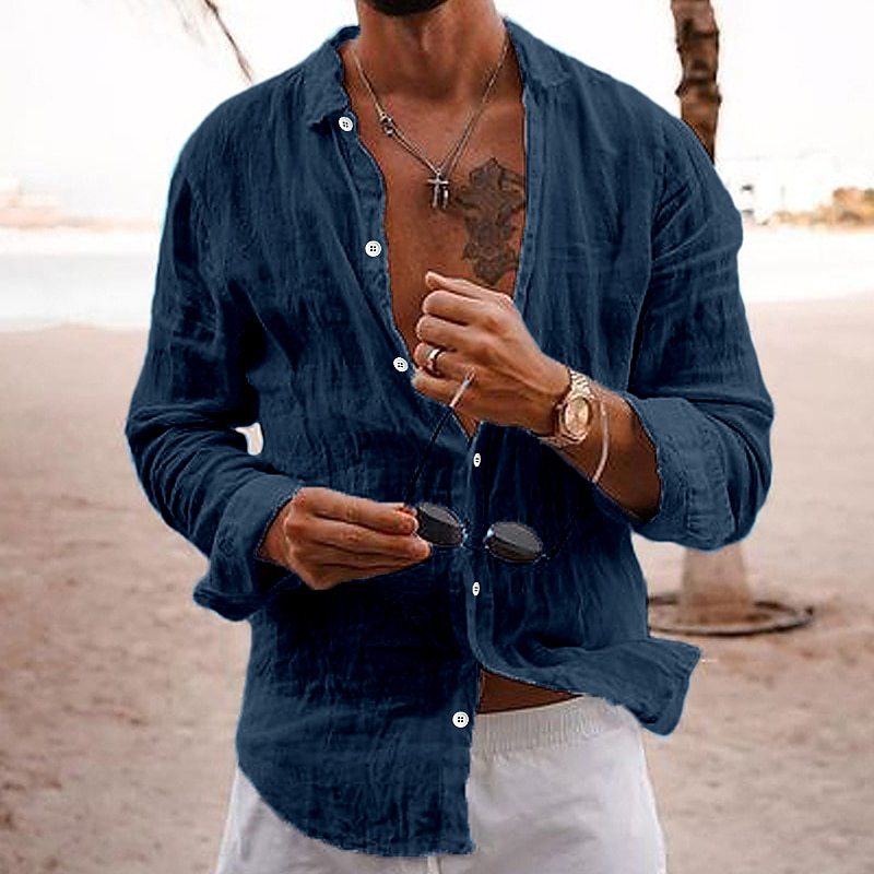 Francesco Men's Summer Cotton Shirt | Lightweight Breathable Button-Down Shirt for Men | Casual Holiday & Everyday Summer Wear