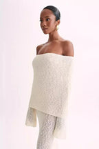 Selah Women's Bouclé Knit Off Shoulder Maxi Dress | Long Sleeve Bodycon | Evening & Smart Casual