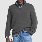 Enzo Men's Warm Merino Wool Blend Half-Zip Sweater | Luxury Soft Knit Quarter Zip Jumper for Men | Smart Casual Winter Knitwear