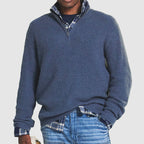Enzo Men's Warm Merino Wool Blend Half-Zip Sweater | Luxury Soft Knit Quarter Zip Jumper for Men | Smart Casual Winter Knitwear