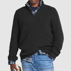 Enzo Men's Warm Merino Wool Blend Half-Zip Sweater | Luxury Soft Knit Quarter Zip Jumper for Men | Smart Casual Winter Knitwear