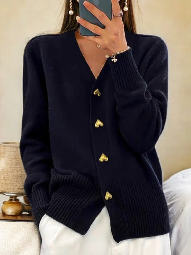 Rosalinde Women's Cashmere Blend Oversized Button Cardigan | Solid Colour Slouchy Knit Cardigan for Women