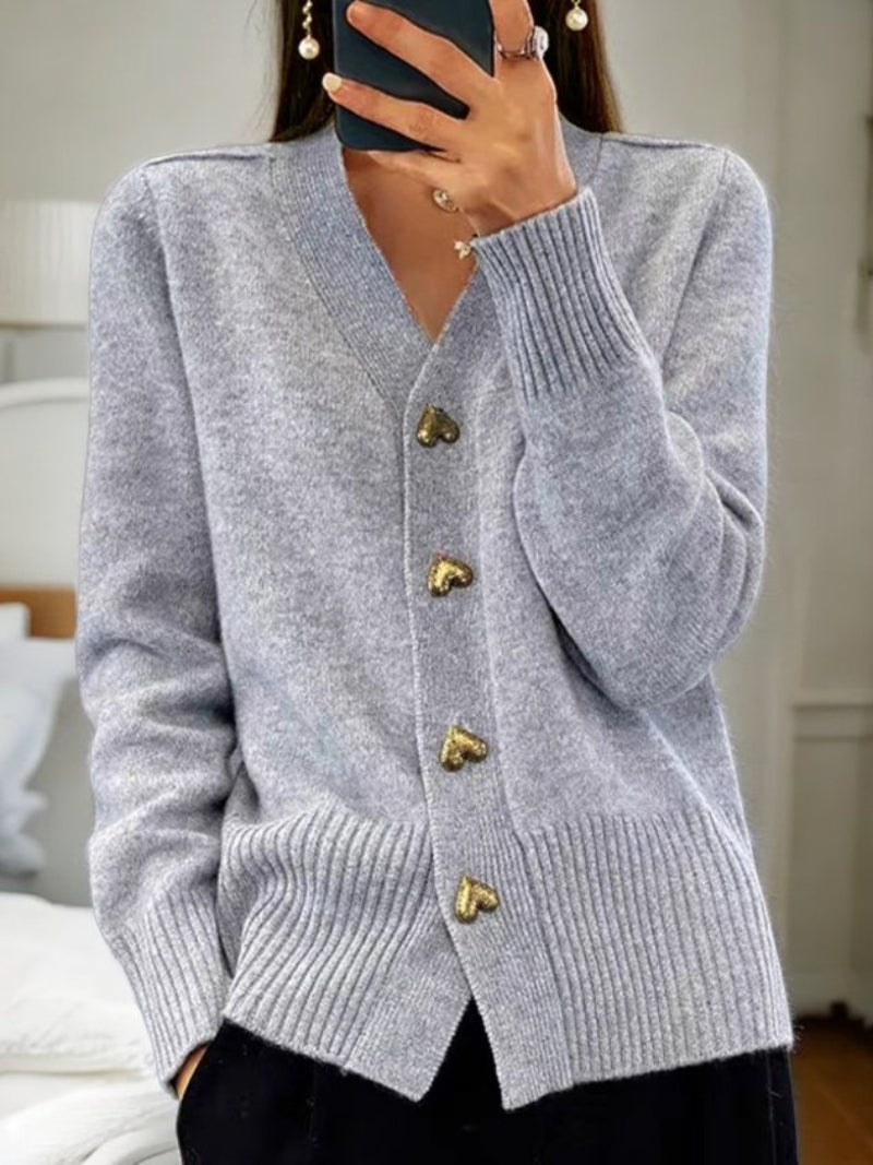 Rosalinde Women's Cashmere Blend Oversized Button Cardigan | Solid Colour Slouchy Knit Cardigan for Women