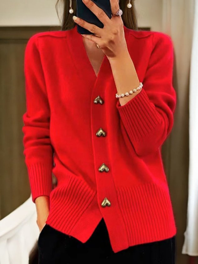 Rosalinde Women's Cashmere Blend Oversized Button Cardigan | Solid Colour Slouchy Knit Cardigan for Women