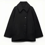 Women’s Short Coat – Wool-Blend Style with Button Closure