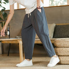Alessio Men's Comfortable Linen Cotton Casual Pants | Lightweight Breathable Trousers for Men | Relaxed Everyday Smart Casual