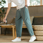 Alessio Men's Comfortable Linen Cotton Casual Pants | Lightweight Breathable Trousers for Men | Relaxed Everyday Smart Casual