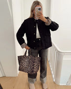 Féline Women's Elegant Leopard-Lined Zip-Up Jacket | Chic Modern Everyday Jacket for Women