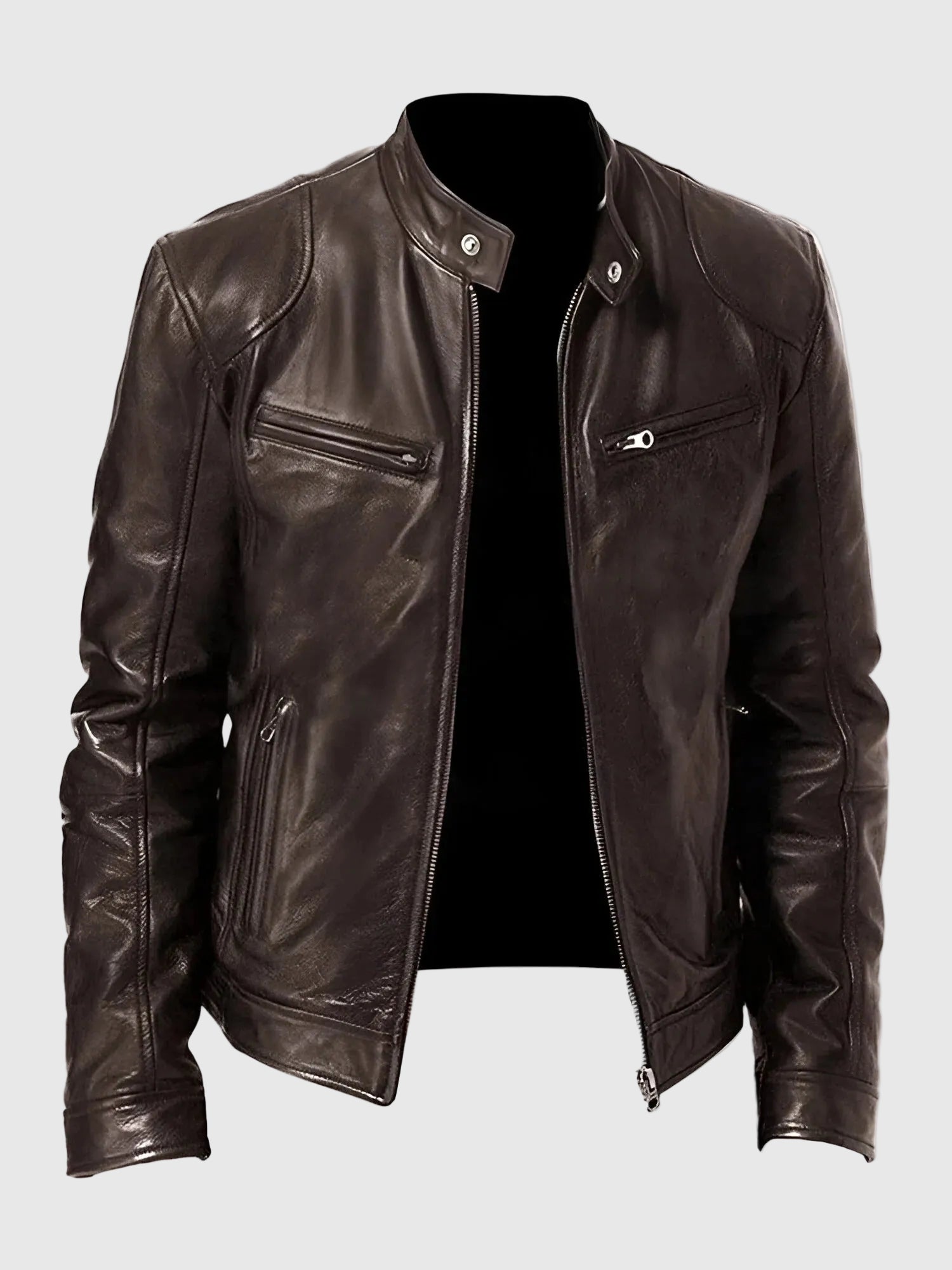 Maverick Men's Casual Faux Leather Biker Jacket | Vegan Leather Moto Jacket for Men | Stylish Versatile Everyday Street Style Outerwear