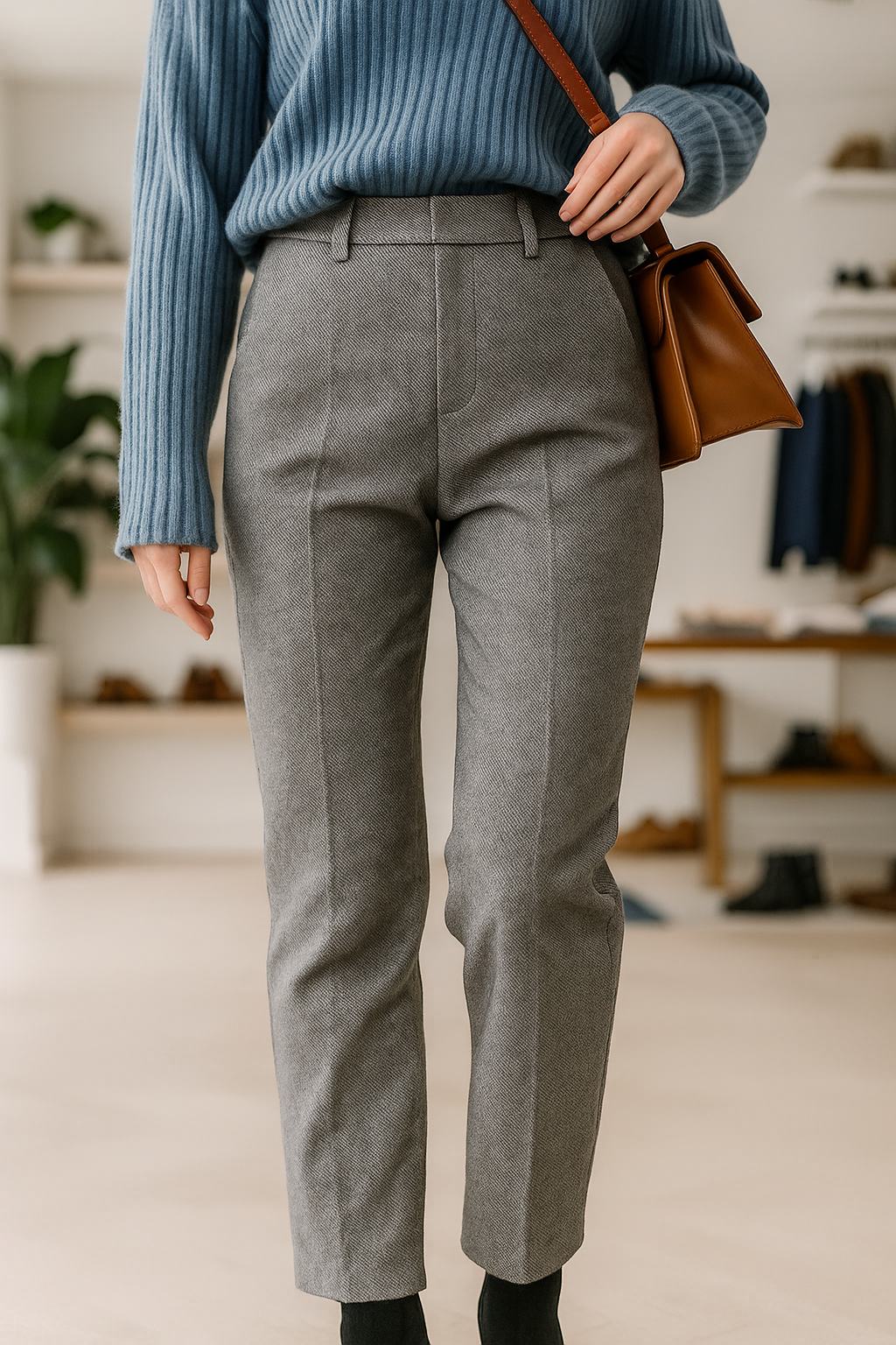 Colette Men's Herringbone Wool Trousers | Classic Regular Fit Casual Cord Pants for Men