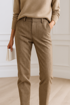 Colette Men's Herringbone Wool Trousers | Classic Regular Fit Casual Cord Pants for Men